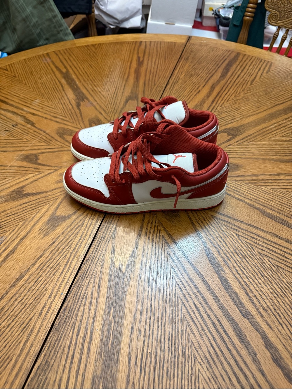 Nike Red and White Kids Low-Top Jordan Sneakers